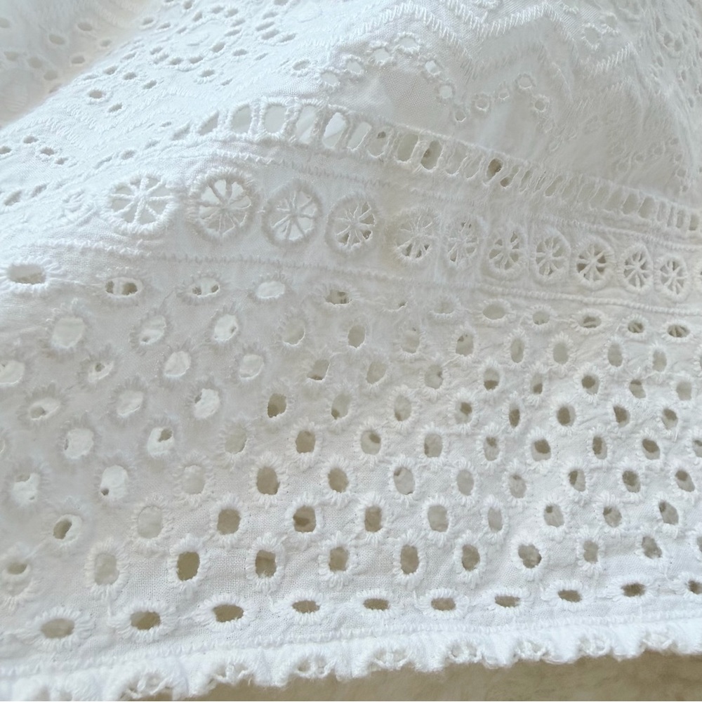 Lucky Brand White Eyelet Tiered Midi Skirt Size M Boho Cottagecore - Picture 12 of 15